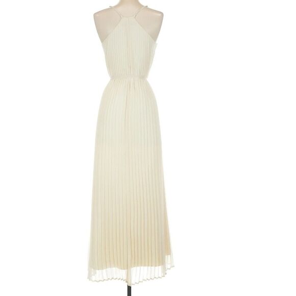Victoria Secret Vintage Ivory Satin Pleated Maxi Dress Elegant Cream Y2K 90s - Picture 3 of 9